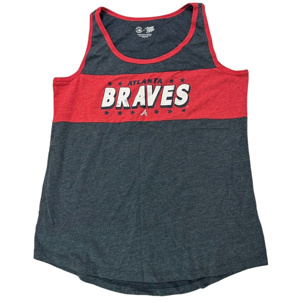 NWT Atlanta Braves Genuine Merchandise Colorblock Tank Top Navy Red Boys L